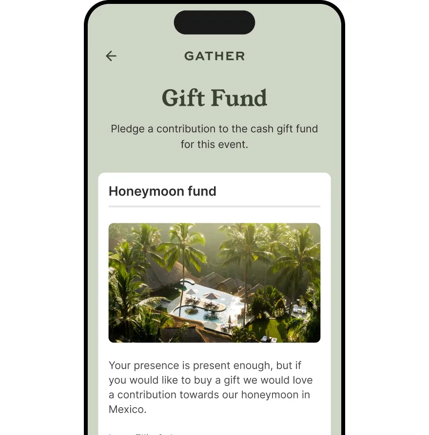 The Gather app giftin page