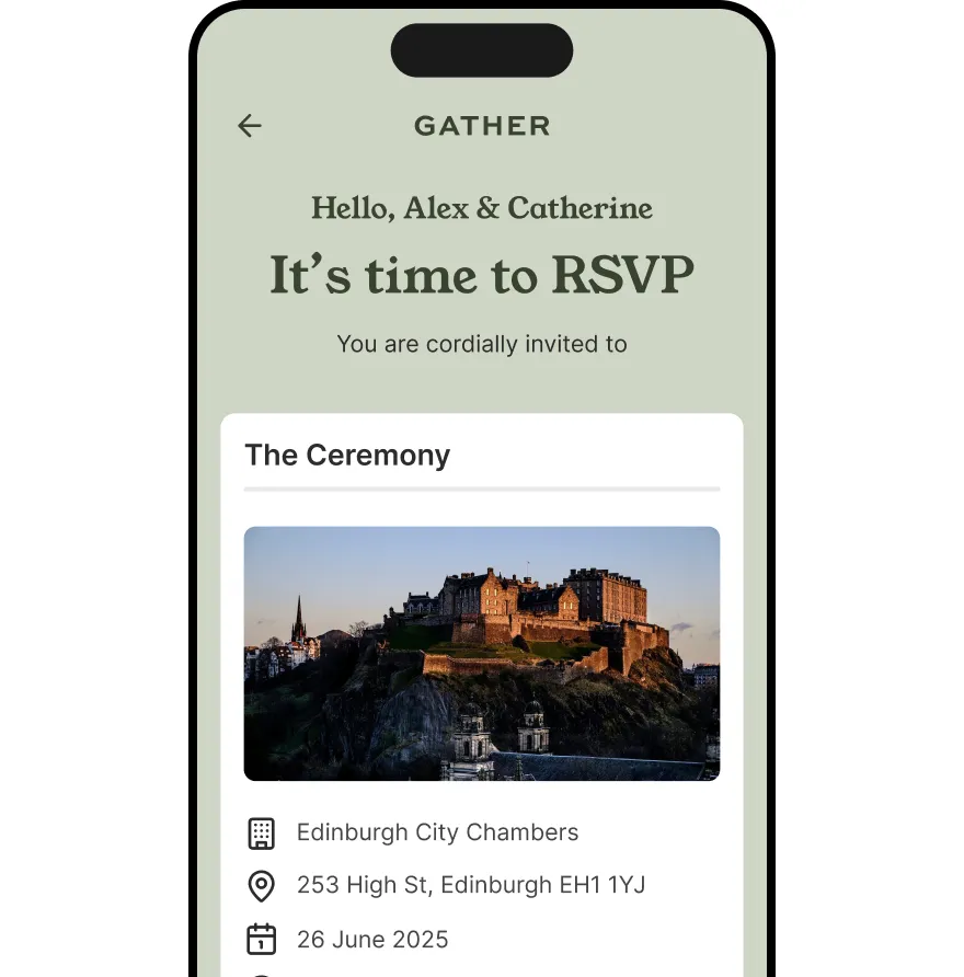 The Gather app RSVP page