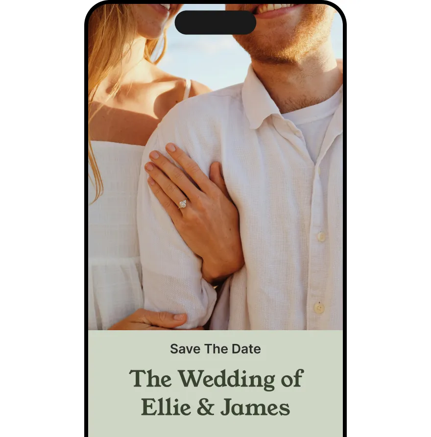 The Gather app Save The Date page