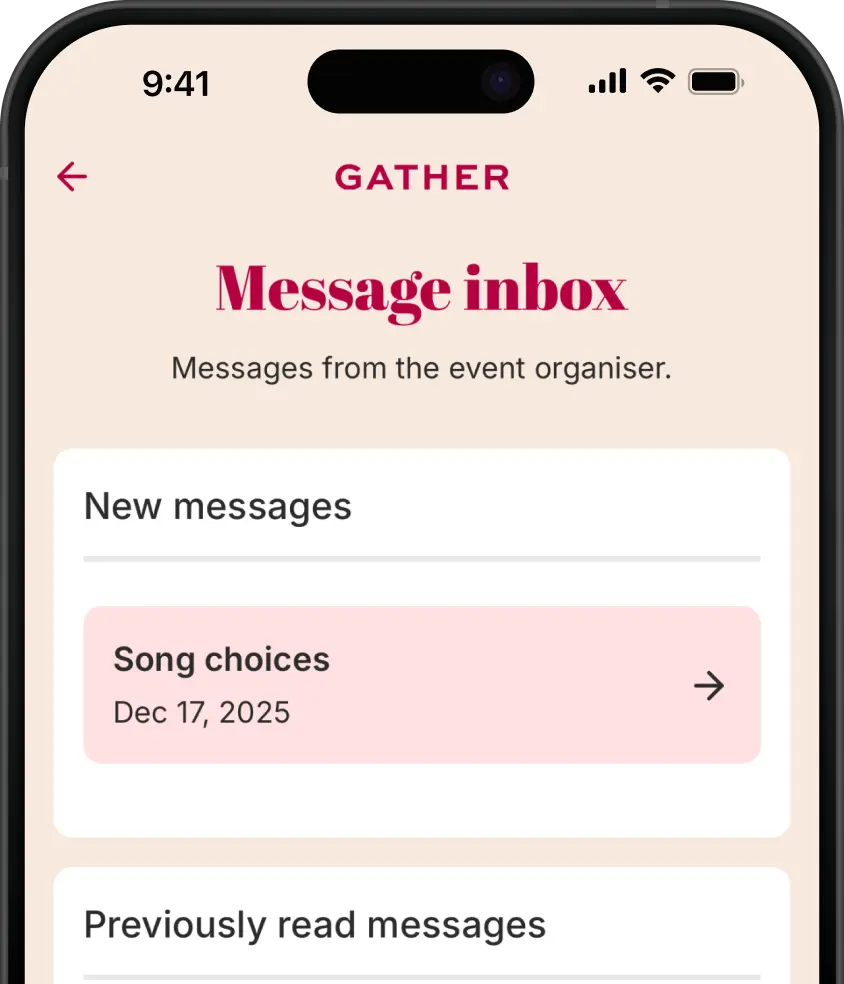 Phone mockup of Guest messaging