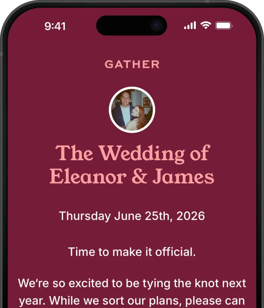 Phone mockup of Save the date
